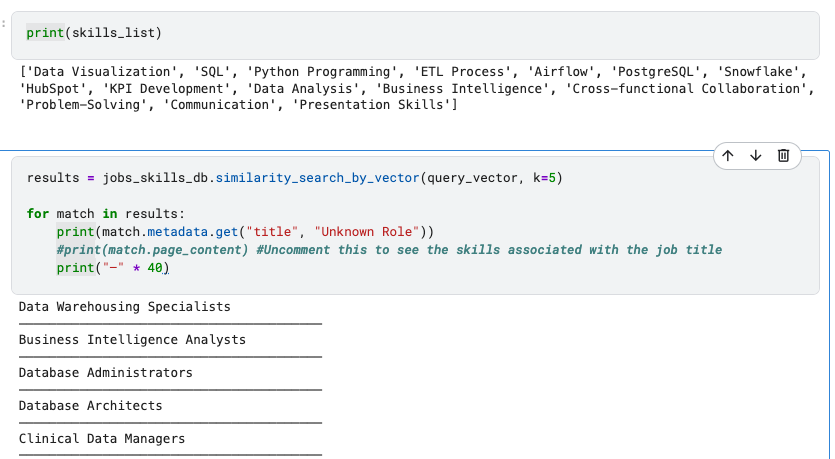 Extracted Skills and Matched Roles